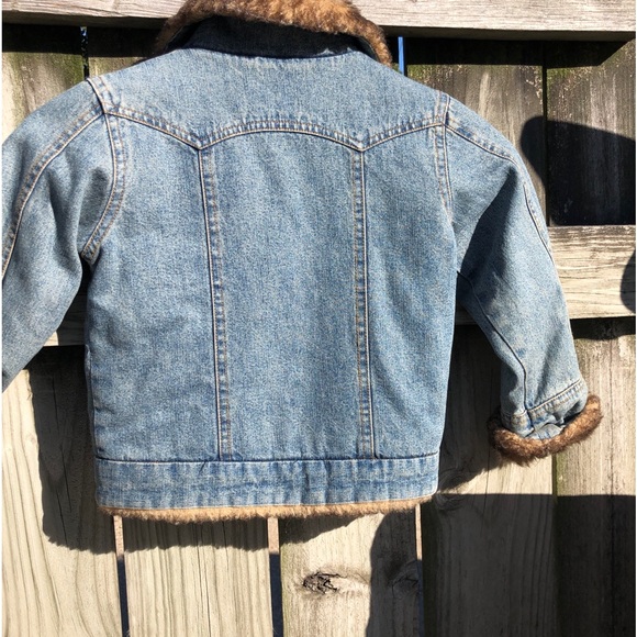 TWK Vintage Blue Jeans Denim Jacket with faux fur Collar and trim - Picture 5 of 7